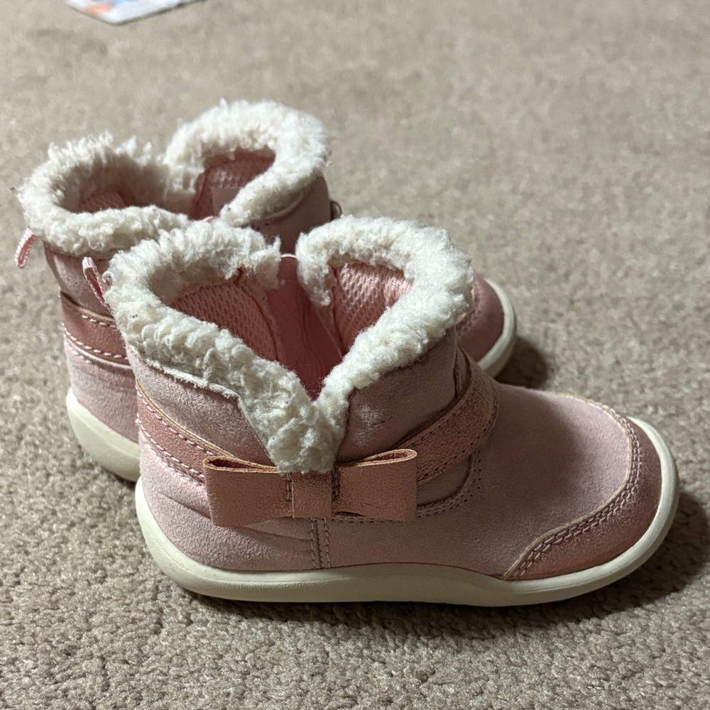 Stride Rite Pink Fleece-Lined Toddler Boots